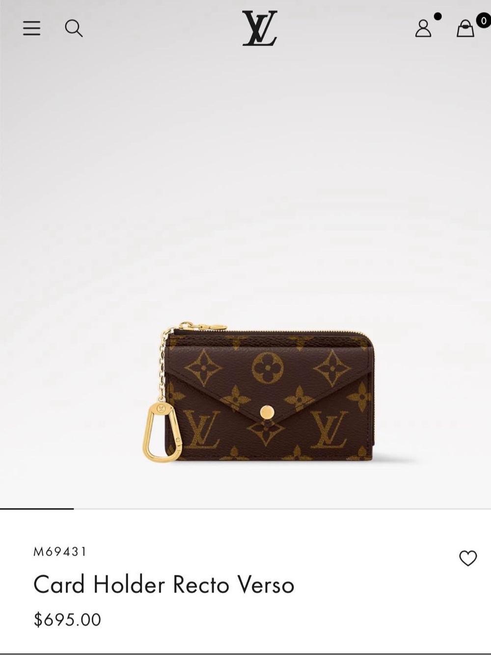 Louis Vuitton Monogram Canvas Card Holder with Gold Chain